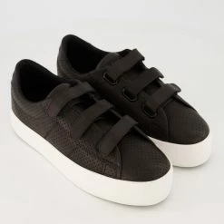 No Name Black Leather Velcro Trainers