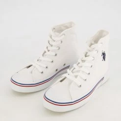 US Polo Assn White Canvas High Top Trainers -Women Trainers store 25153131 large wl 03