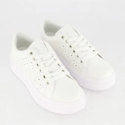 Claudia Ghizzani White Perforated Trainers