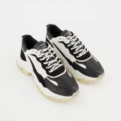 Bronx Black & White Tayke Over Leather Trainers