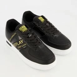 Replay Black Branded Lace Up Trainers