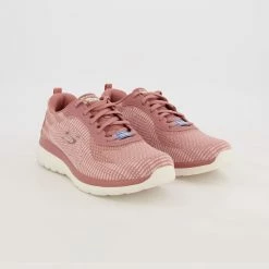Skechers Beige Fabric Lace Up Trainers
