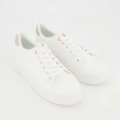 Head Over Heels White Stitched Trainers