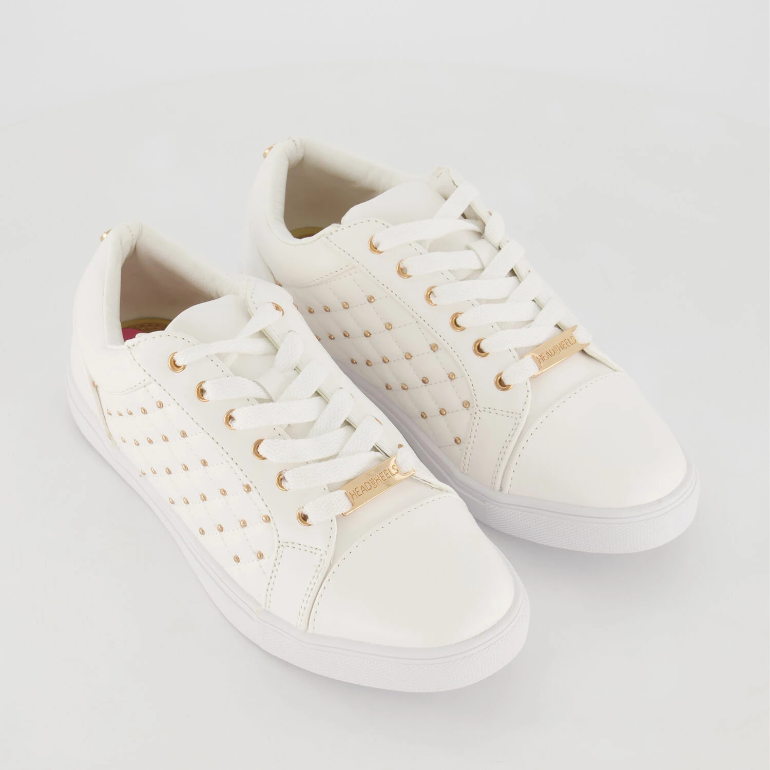 Head Over Heels White Quilted & Studded Trainers 3 Head Over Heels White Quilted & Studded Trainers