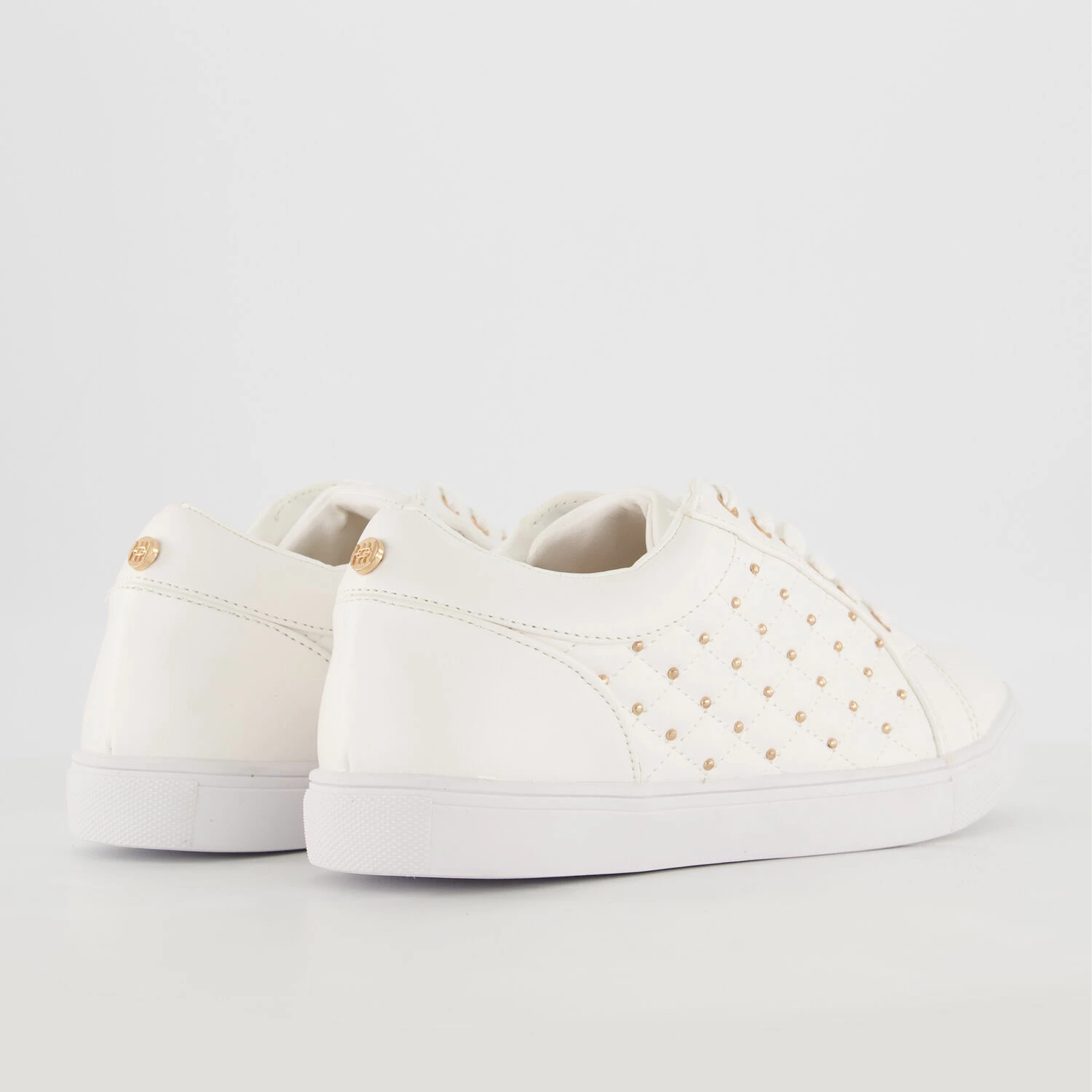 Head Over Heels White Quilted & Studded Trainers 4 Head Over Heels White Quilted & Studded Trainers - Image 2