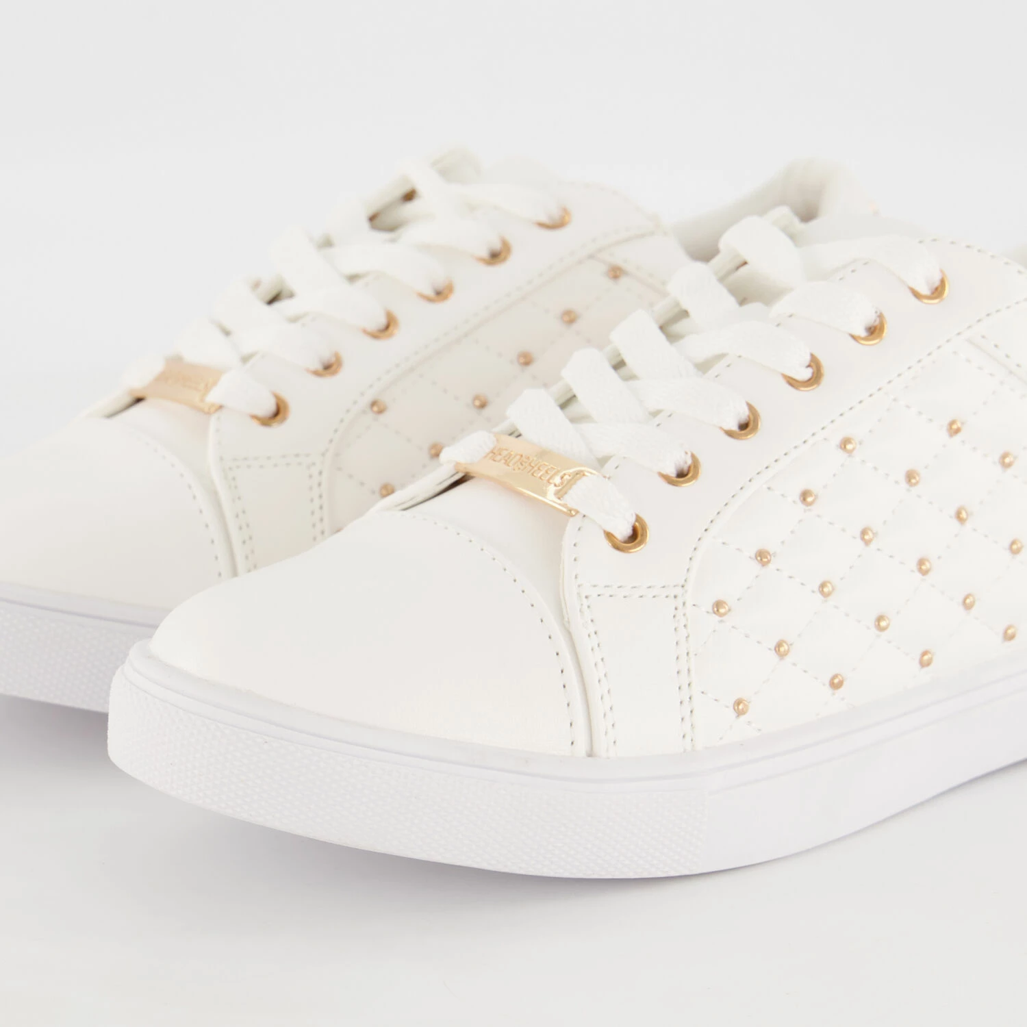 Head Over Heels White Quilted & Studded Trainers 5 Head Over Heels White Quilted & Studded Trainers - Image 3