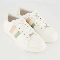 Head Over Heels White Striped Panel Trainers