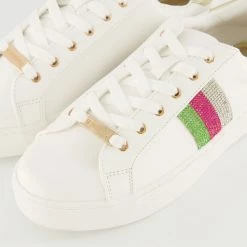 Head Over Heels White Embellished Egidia Trainers -Women Trainers store 25528264 large wl 03