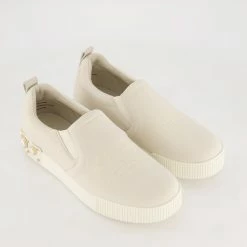 Karl Lagerfeld Cream Neoprene Slip On Trainers