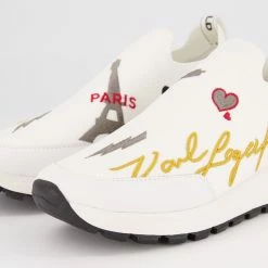 Karl Lagerfeld White Embroidered Knit Trainers -Women Trainers store 25548564 large wl 03