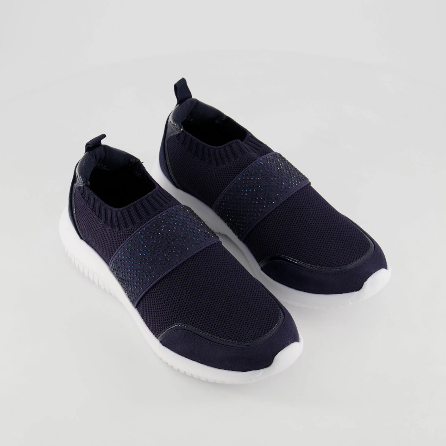 Solea Navy Embellished Slip On Trainers 3 Solea Navy Embellished Slip On Trainers