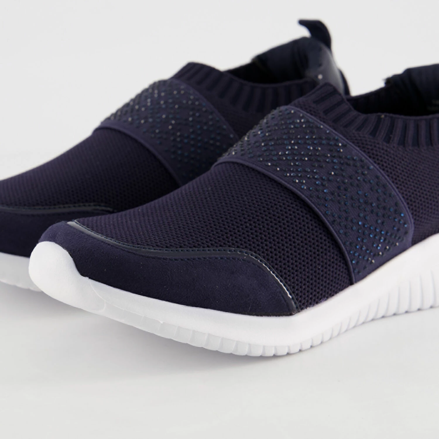 Solea Navy Embellished Slip On Trainers 5 Solea Navy Embellished Slip On Trainers - Image 3