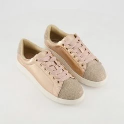 Miss KG Blush Pink Satin Trainers