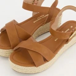 Dorothy Perkins Brown Cross Strap Wedged Espadrilles -Women Trainers store 25654879 large wl 03