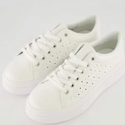 Claudia Ghizzani White Pin Dot Patterned Trainers -Women Trainers store 25657760 large wl 03
