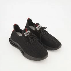 No Doubt Black Mesh Lace Up Trainers