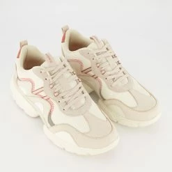 Vionic Cream & Grey Fishnet Trainers