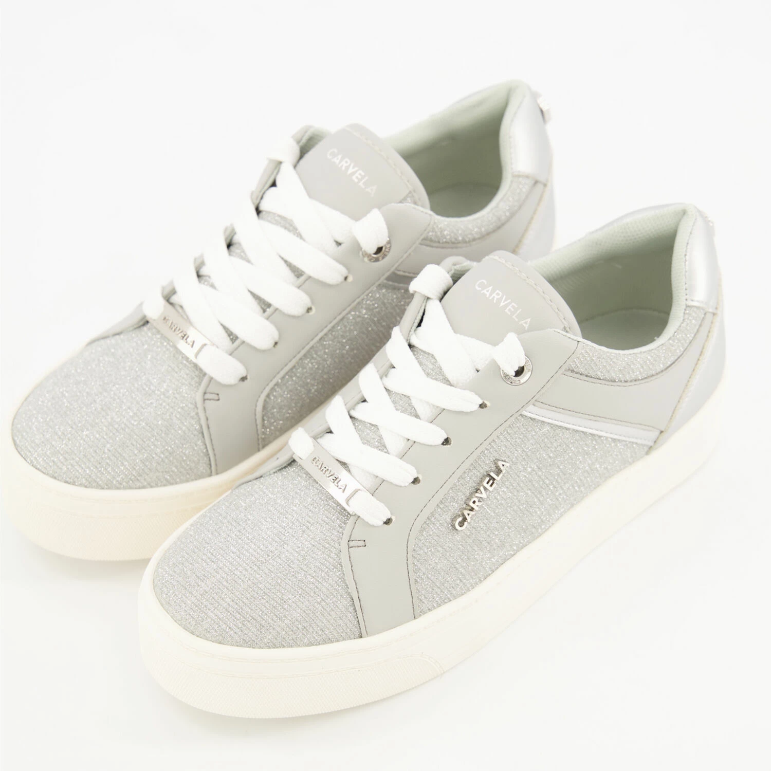 Carvela Silver Glitter Platform Trainers 5 Carvela Silver Glitter Platform Trainers - Image 3