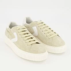Voile Blanche Cream Leather Laced Trainers