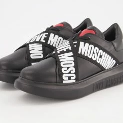 Love Moschino Black & White Logo Strap Trainers -Women Trainers store 25822179 large wl 03
