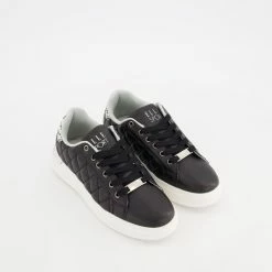 Elle Sport Black Quilted Lace Up Trainers