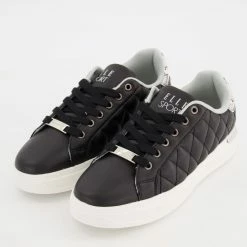 Elle Sport Black Quilted Lace Up Trainers -Women Trainers store 25837003 large wl 03