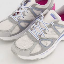 Skechers Grey & White Leather Trainers -Women Trainers store 25864750 large wl 03