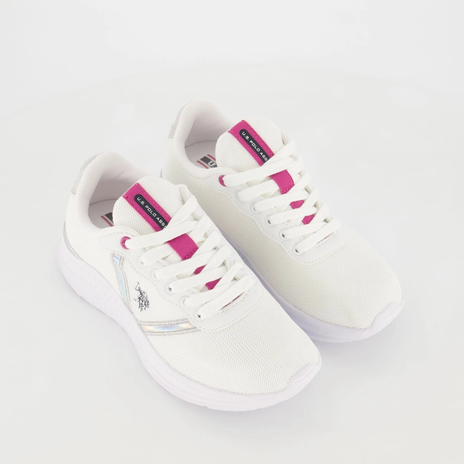 US Polo Assn White & Silver Tone Logo Trainers 3 US Polo Assn White & Silver Tone Logo Trainers