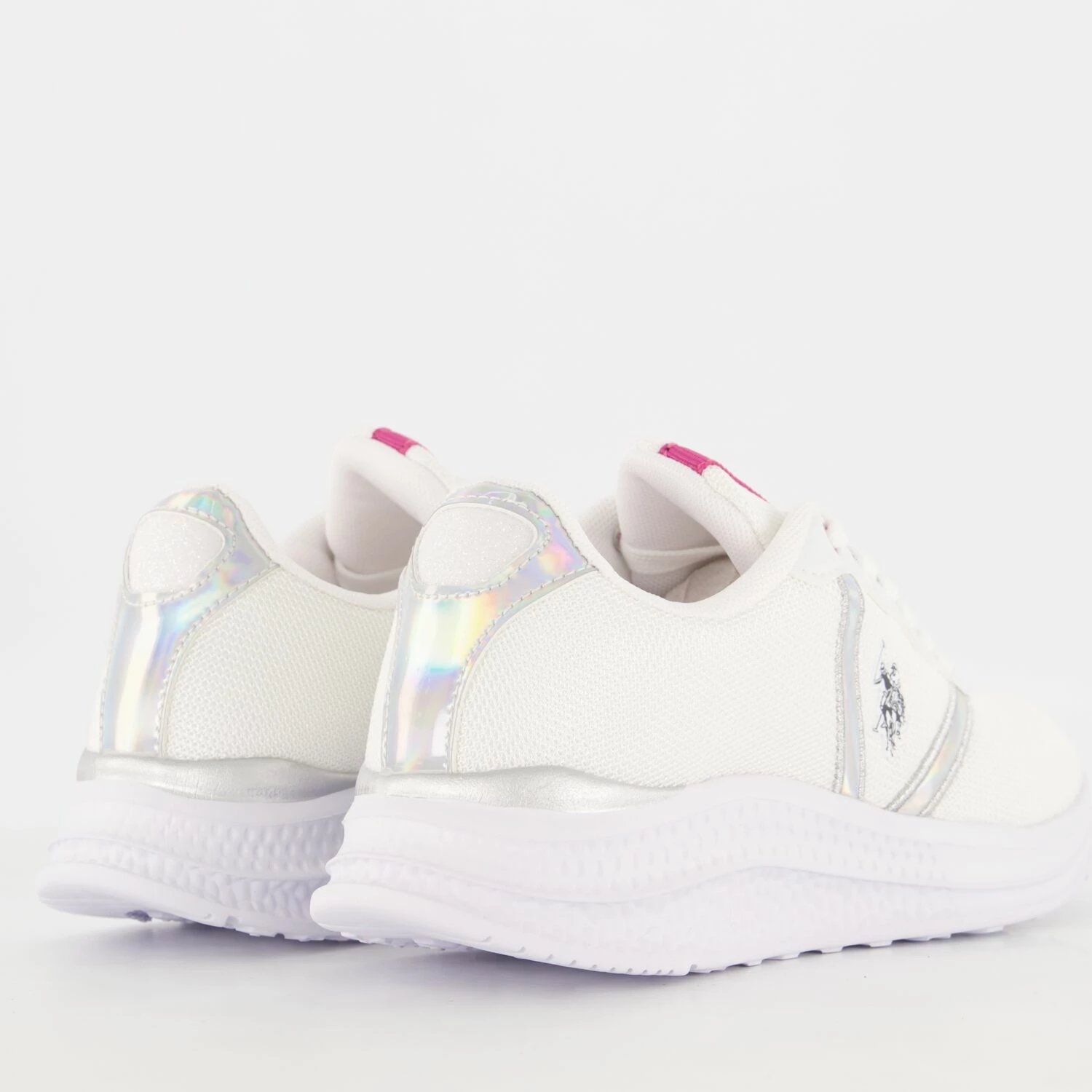 US Polo Assn White & Silver Tone Logo Trainers 4 US Polo Assn White & Silver Tone Logo Trainers - Image 2