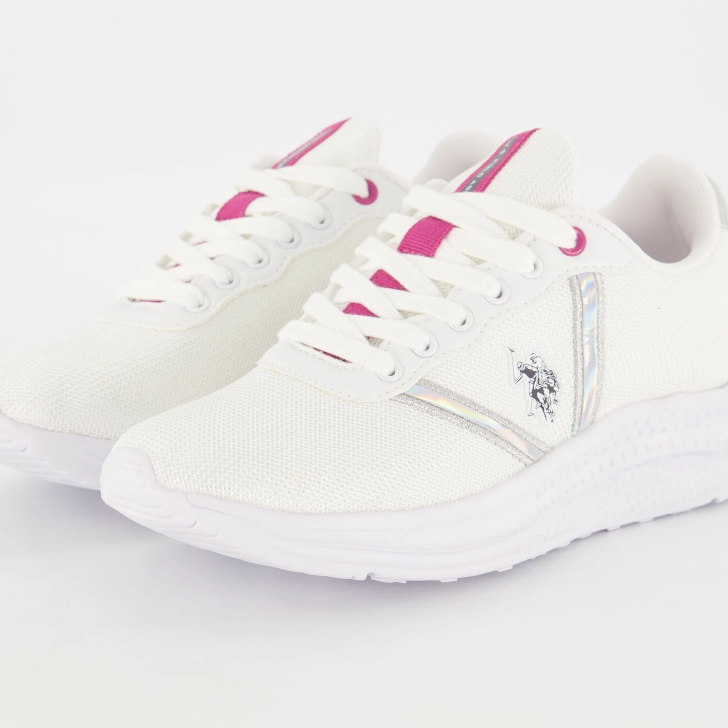 US Polo Assn White & Silver Tone Logo Trainers 5 US Polo Assn White & Silver Tone Logo Trainers - Image 3