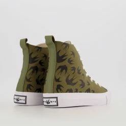 MCQ Military Khaki Swallow High Top Canvas Trainers -Women Trainers store 77270593 large wl 02