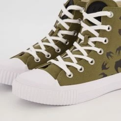 MCQ Military Khaki Swallow High Top Canvas Trainers -Women Trainers store 77270593 large wl 03