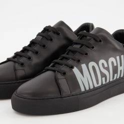 Moschino Couture Black Leather Serena Trainers -Women Trainers store 77319362 large wl 03
