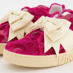 Moschino Milano Pink Velvet Bow Tie Trainers -Women Trainers store 77319381 large wl 03