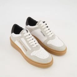 Each Other White & Grey Leather Trainers